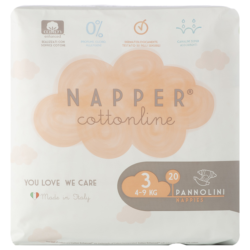 Napper - Cotton line Diapers Soft Hug Parmon From 4Kg-9Kg - 20 Diapers