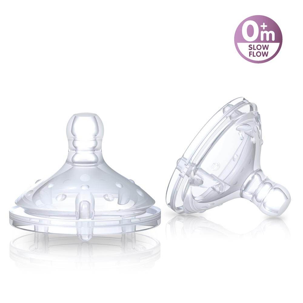 Nuby - Anti Colic Soft Flex Slow Flow Silicone Nipple - 2Pcs