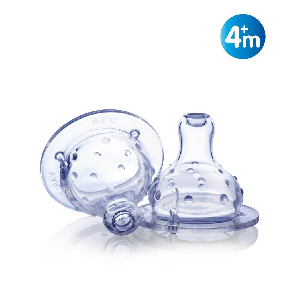 Nuby - Non-Drip Anti-Colic Vari-Flo Nipple/Teat Pack of 2 - Clear