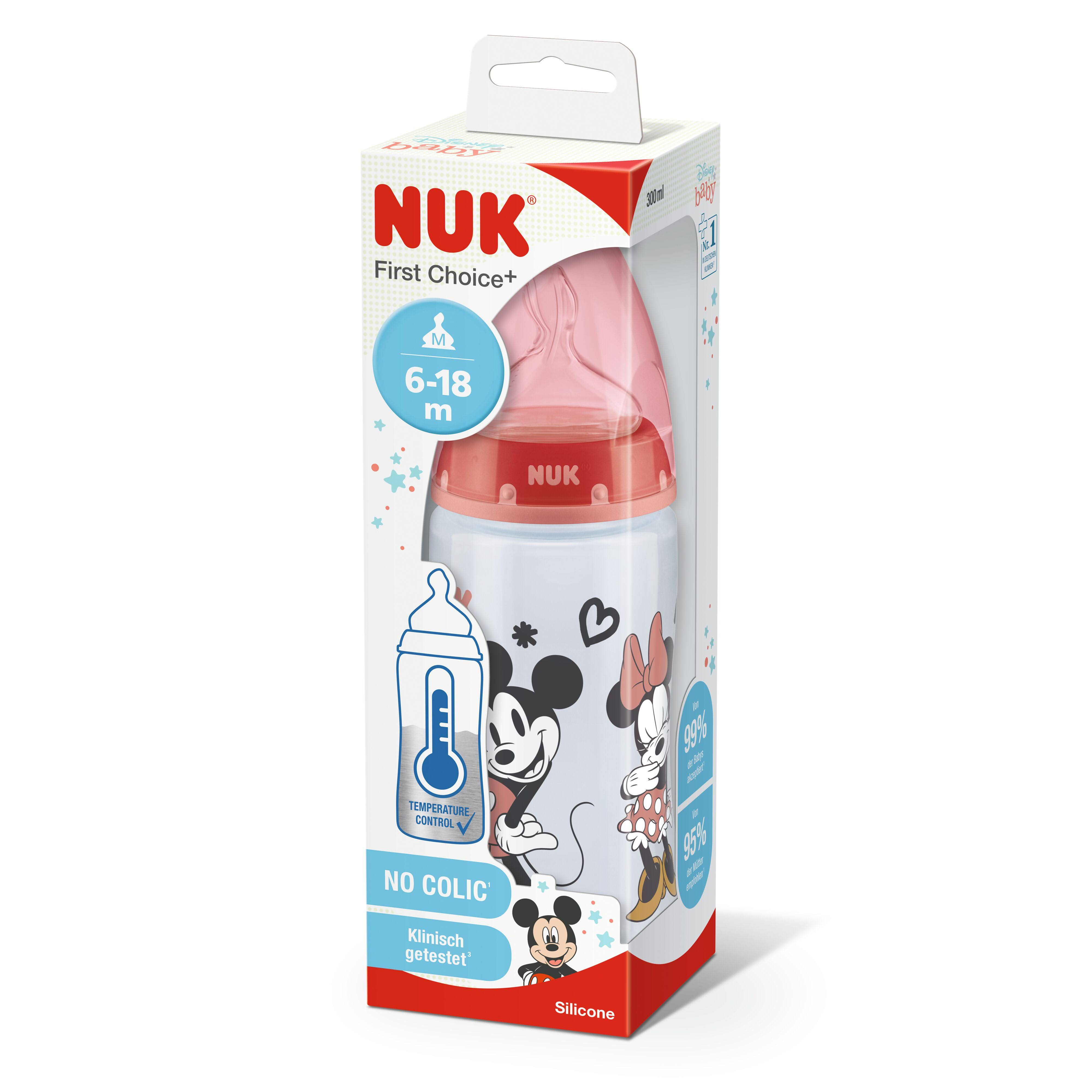 Nuk - First Choice Temperature Control Plus Mickey Mouse Baby Bottle 300Ml
