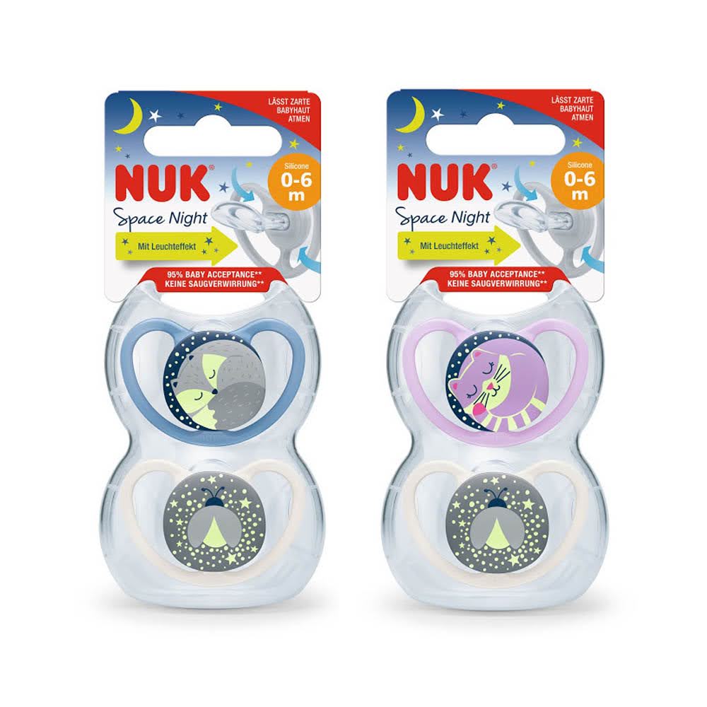 NUK - Space Night Silicone 0-6m 2 box