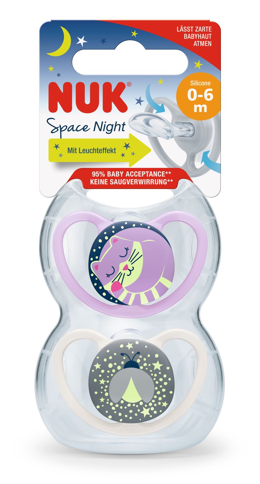 NUK - Space Night Silicone 0-6m 2 box