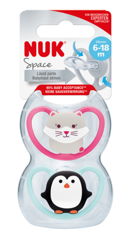 NUK - Space Silicone Soother 6-18m 2 box