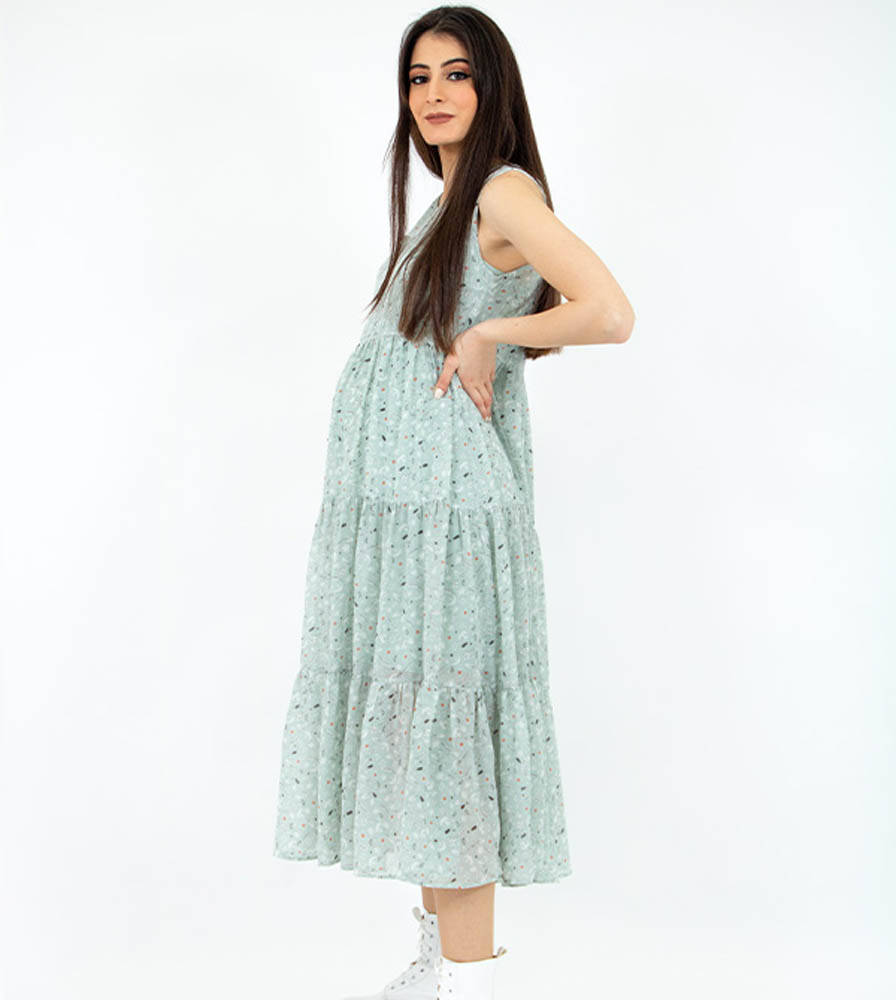 Oh9shop - Chloe Meadows Sleeveless Maxi Dress - Mint
