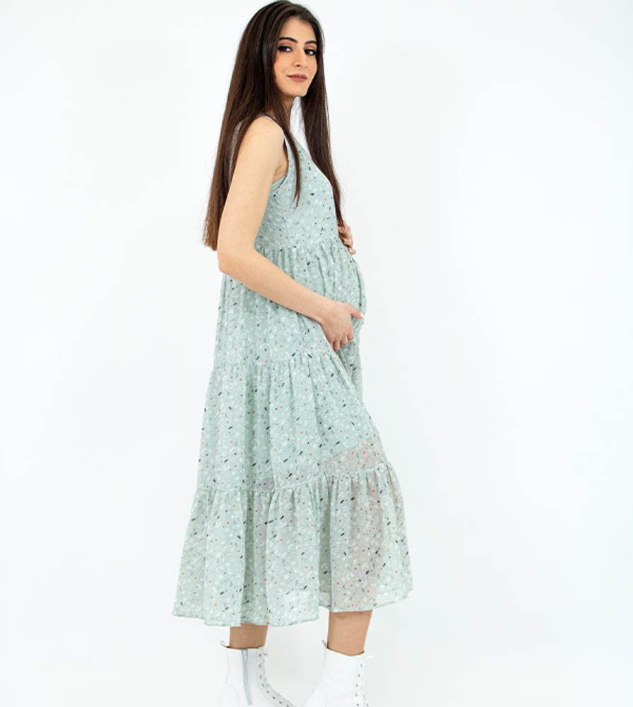 Oh9shop - Chloe Meadows Sleeveless Maxi Dress - Mint