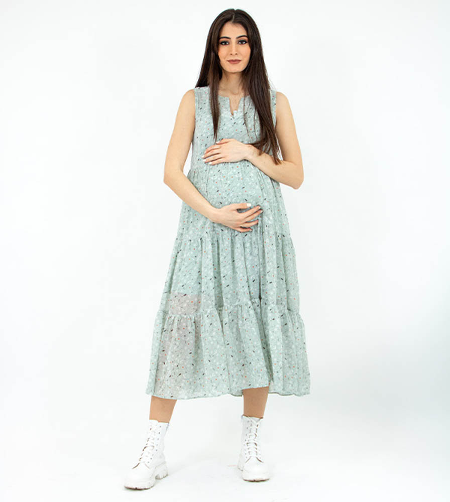 Oh9shop - Chloe Meadows Sleeveless Maxi Dress - Mint