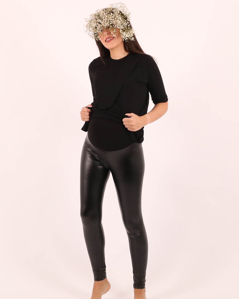 Oh9shop - Leather Leggings - Black