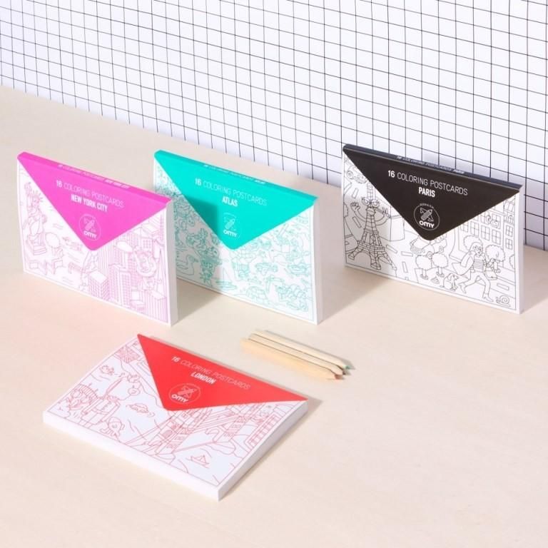 OMY Paris 16pcs Coloring Postcards