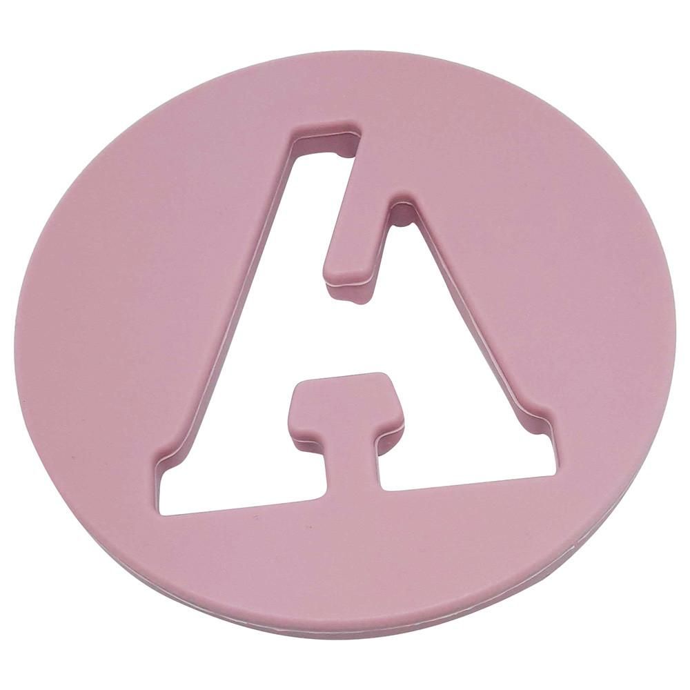 One.Chew.Three Alphabet Chews Silicone Letter Teething Disc A - Pink
