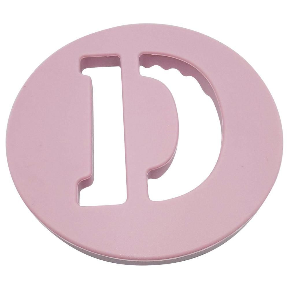 One.Chew.Three Alphabet Chews Silicone Letter Teething Disc D - Pink