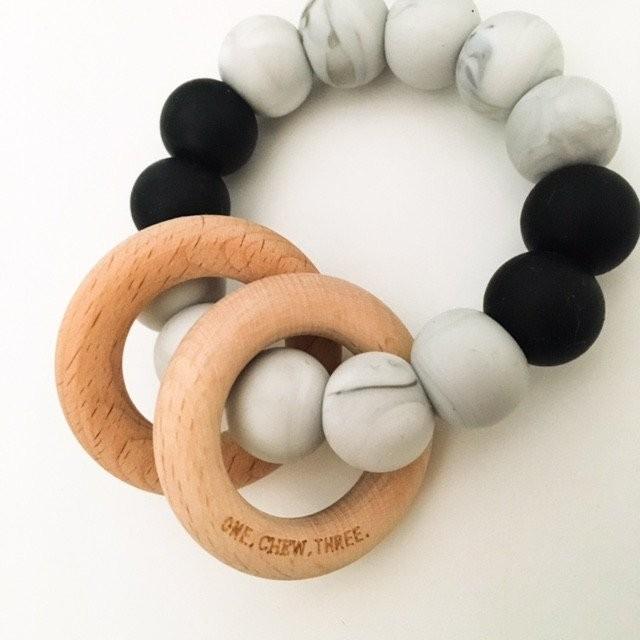 One.Chew.Three Rattle Duo Teether - Mono