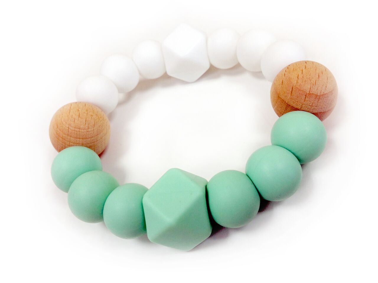 One.Chew.Three Textured Silicone Teethers - Mint/White