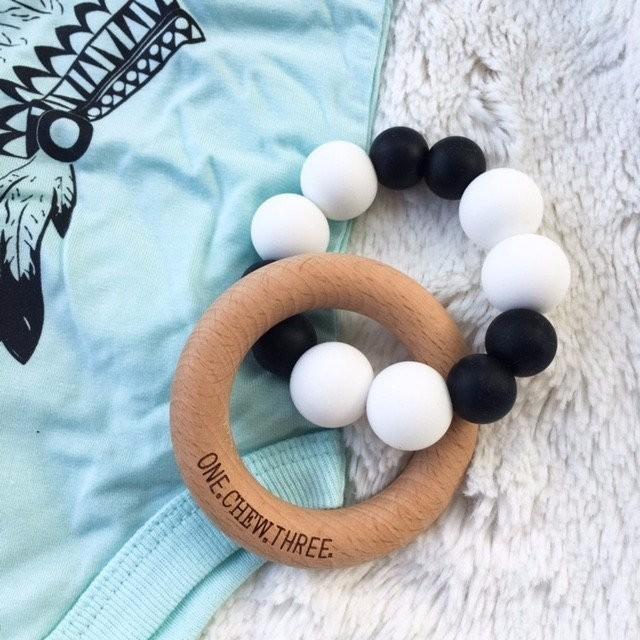 One.Chew.Three Duo Teether - Simply Mono