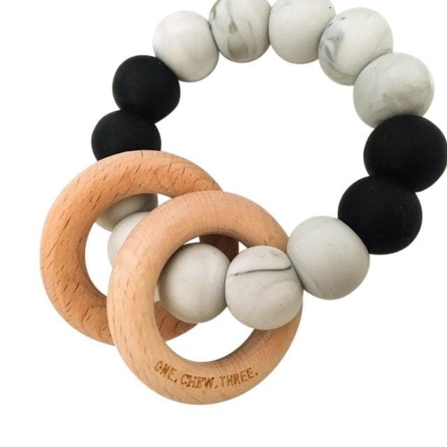 One.Chew.Three Rattle Duo Teether - Mono