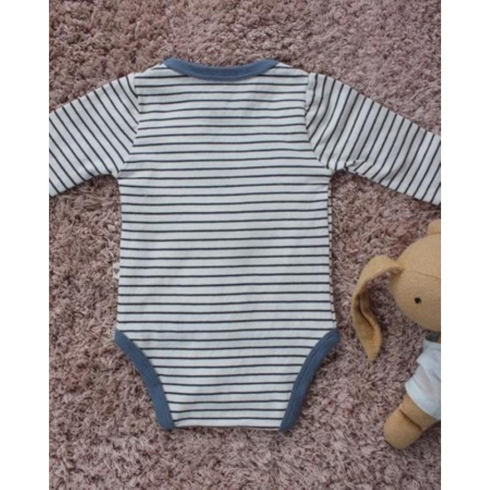 Love The World Today Organic Black Stripe Blue Ridge Romper