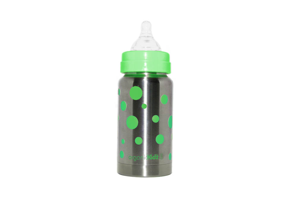 OrganicKidz - Thermal Wide Mouth Green Dots 7Oz
