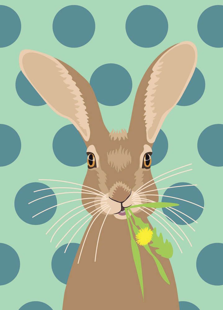 Otter House - Hare On Spots Notecard Pack Of 6 - Green