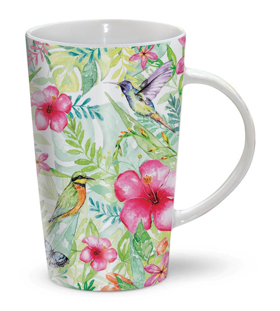 Otter House - Latte Mug - Birds In Paradise - Green