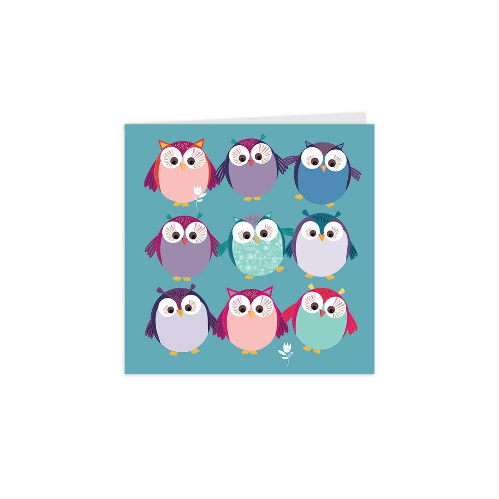 Otter House - Square Notecard Pack (10-In) - Owls - Green