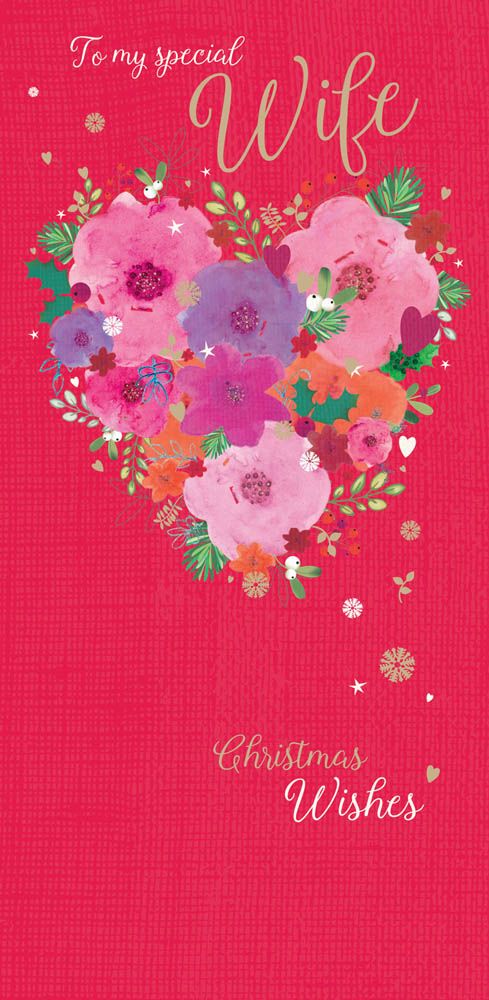Otter House - Wishing Wife Floral Heart Christmas Card