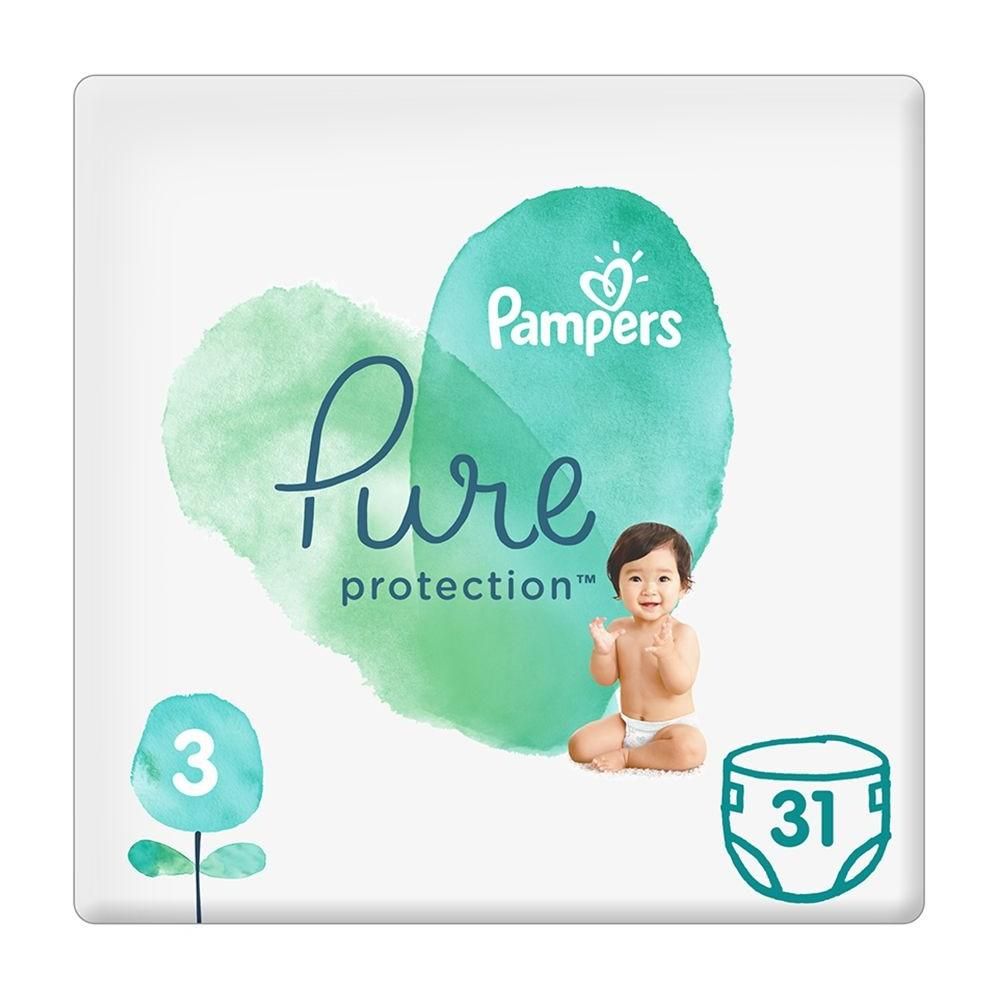 Pampers - Pure Protection Diapers, Size 3, 6-10 Kg - 31 Count