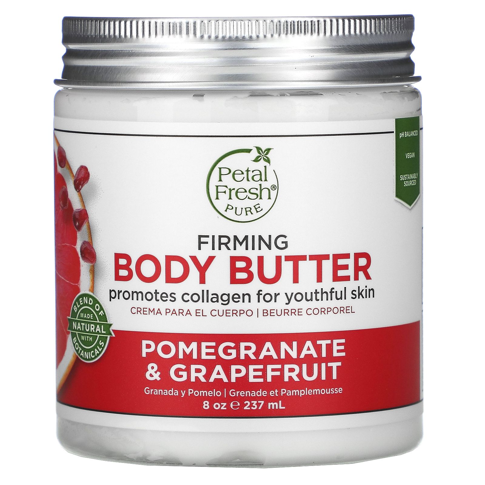 Petal Fresh - Pure, Body Butter, Firming, Pomegranate & Grapefruit, 8 Oz (237 Ml)