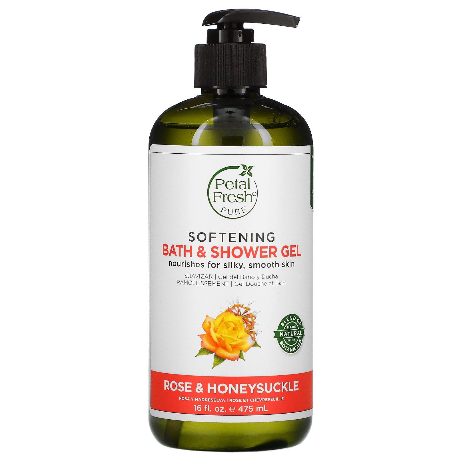 Petal Fresh - Pure, Purifying Bath & Shower Gel, Rose & Honeysuckle, 16 Fl Oz (475 Ml)