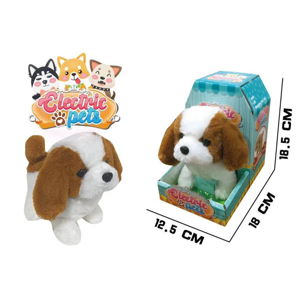 Pets Animal - B/O Dog With Walk And Sound White & Brown