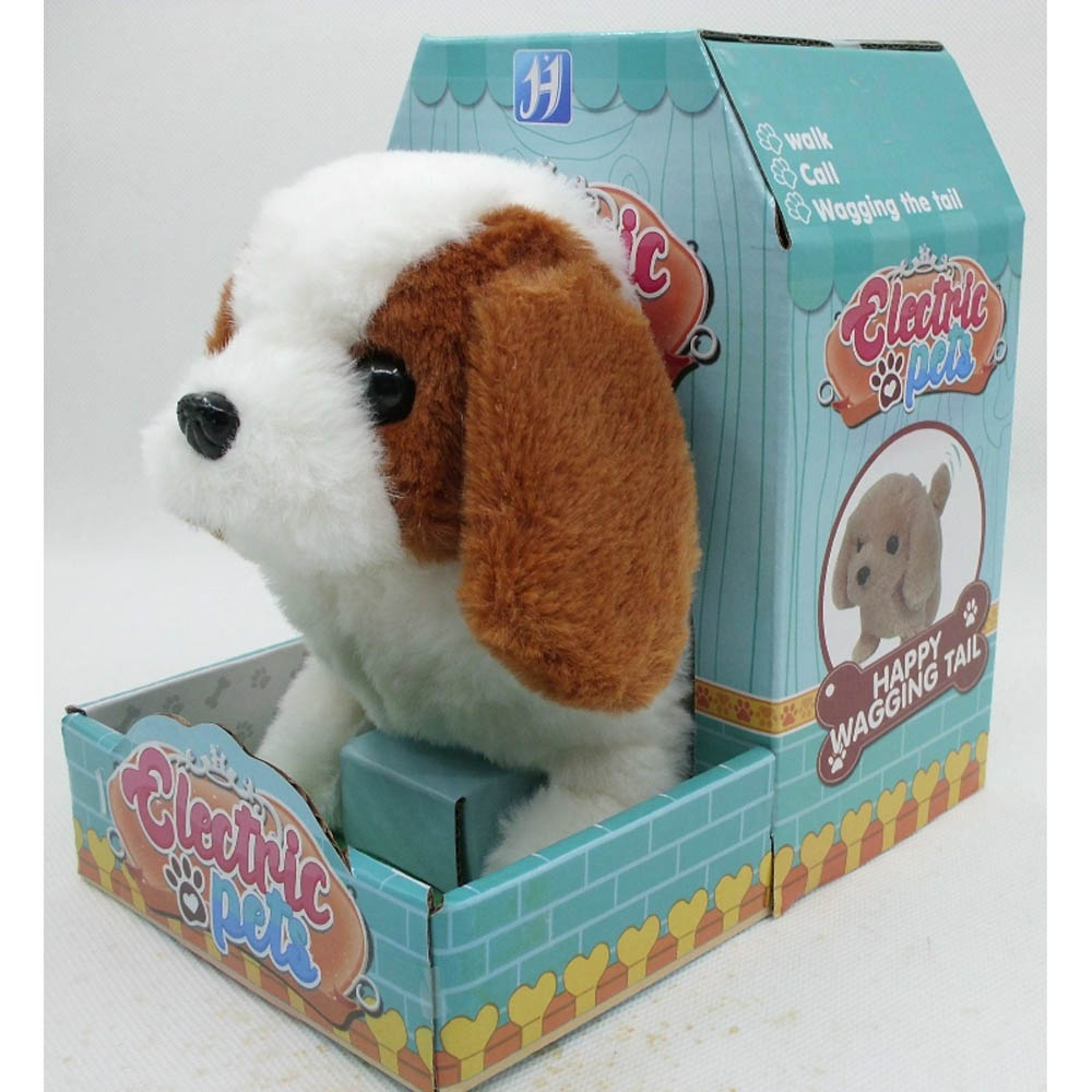 Pets Animal - B/O Dog With Walk And Sound White & Brown