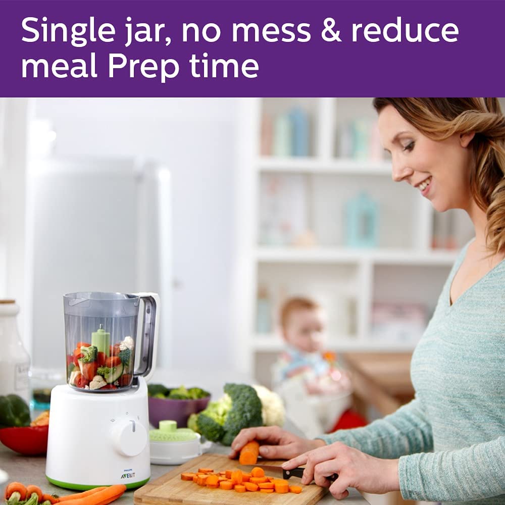 Philips Avent Blender & Steamer Combo, White - Suitable for 0-3 Years, Compact Design , BPA Free, Safety Lock Feature