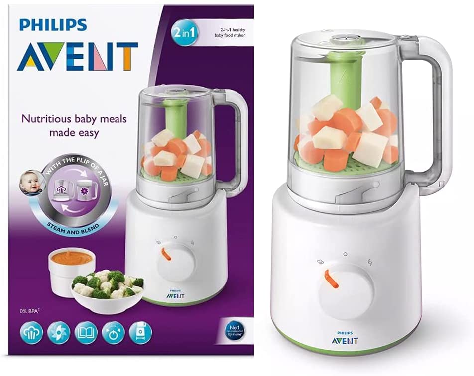 Philips Avent Blender & Steamer Combo, White - Suitable for 0-3 Years, Compact Design , BPA Free, Safety Lock Feature