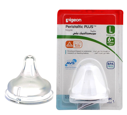 Pigeon - Wide Neck Peristaltic Plus Nipple - L