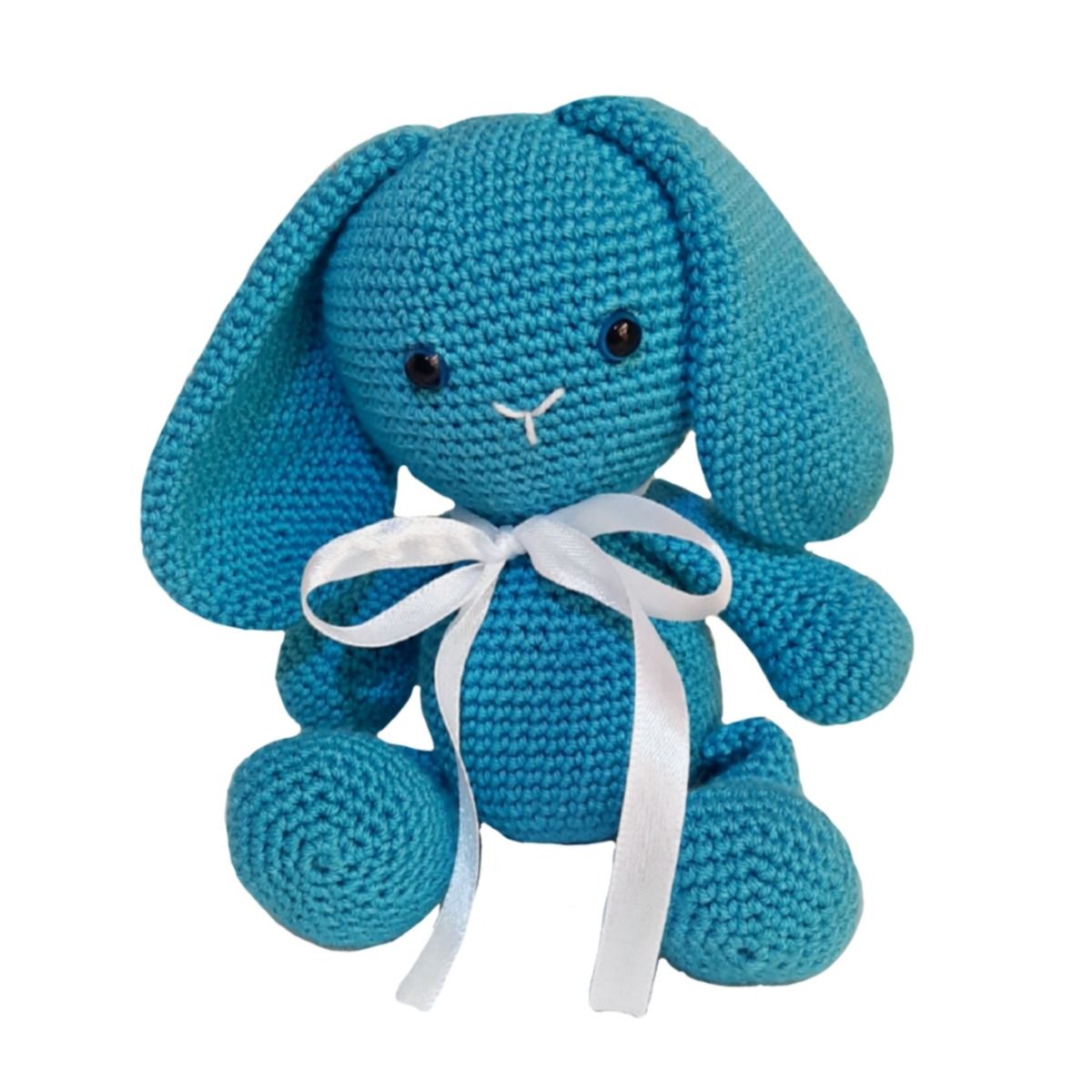 Pikkaboo - Snuggle And Play Crocheted Bunny- Blue