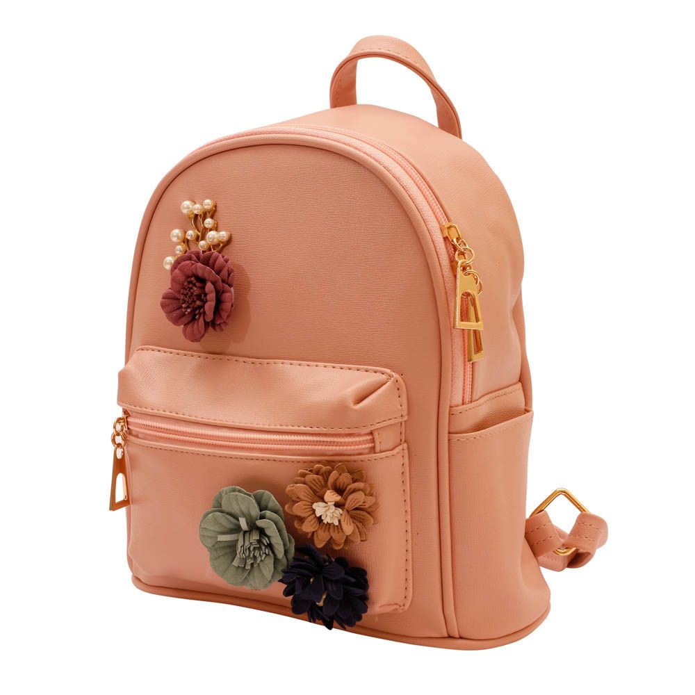 Pinak - Sparkles Floral Leatherette Bag Pink