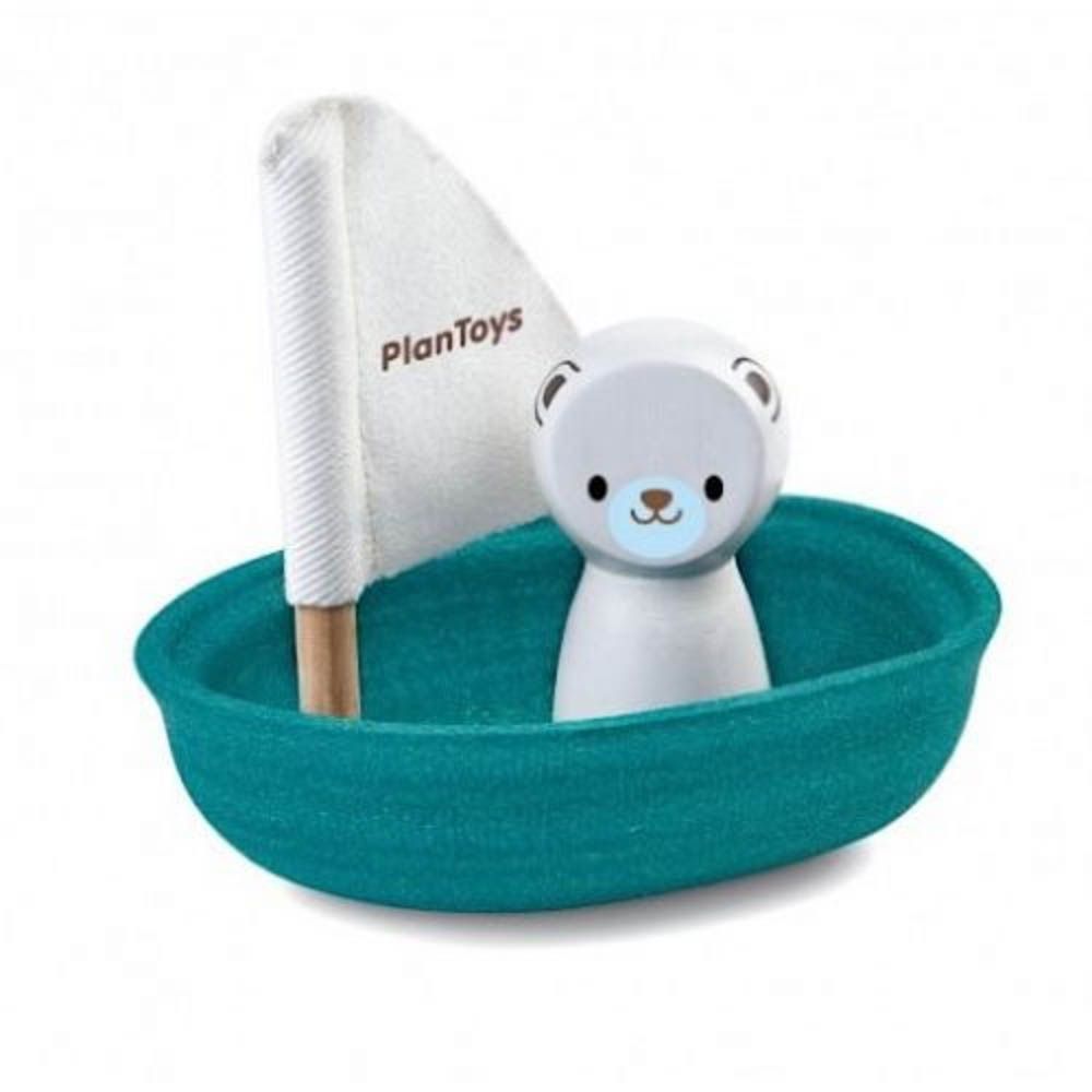 Plantoys Wooden Sailing Boat-Polar Bear