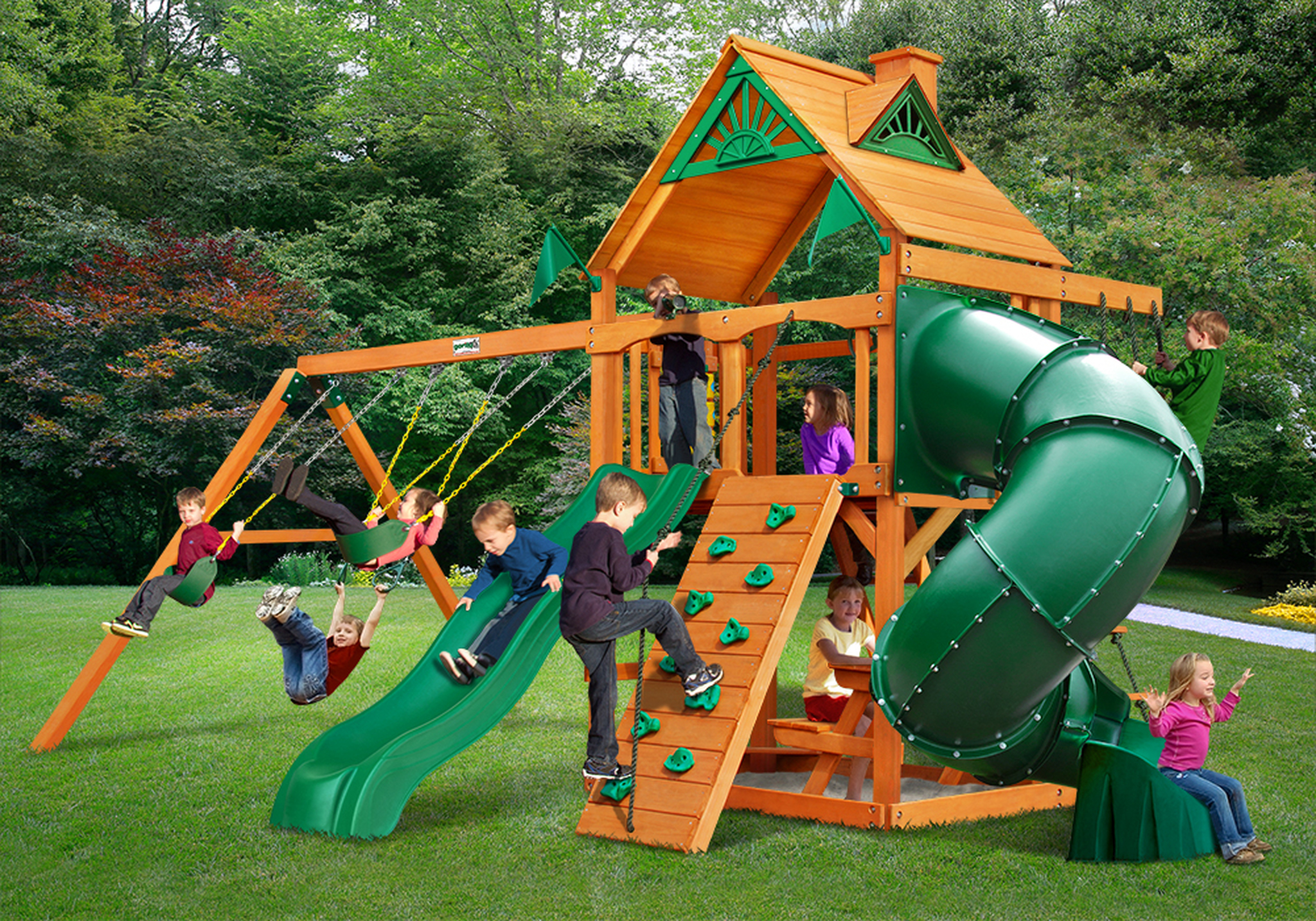 Playnation - Gorilla Laguna Mountaineer Wooden Roof Swing Set
