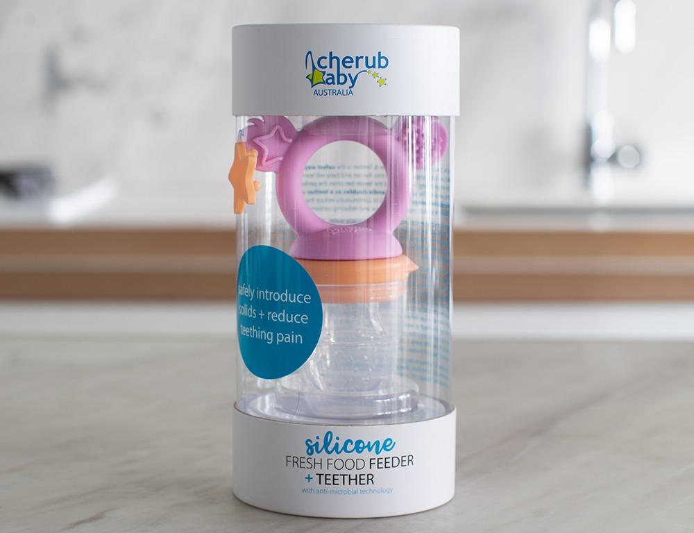 Cherub Baby - Silicone Fresh Food Feeder + Teether Pink/Orange 
