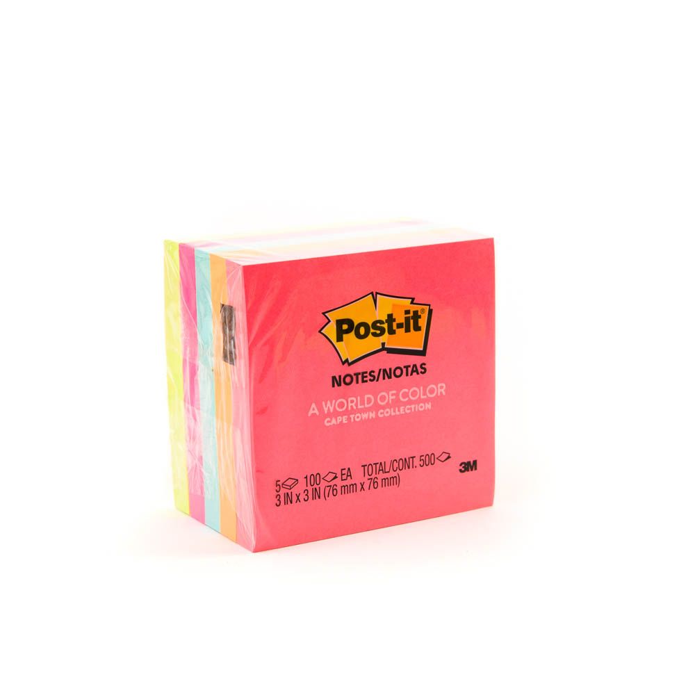 Post-It - Notes 654-5Pk, 3 In X 3 In (76 Mm X 76 Mm) Neon Colors