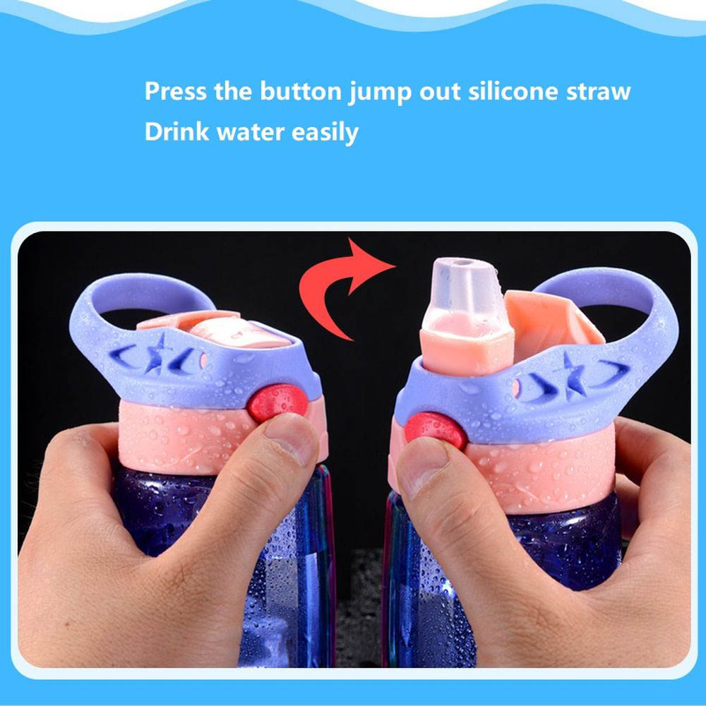 Rainbow Skool - Rocket Water Bottle With Straw - 450ml