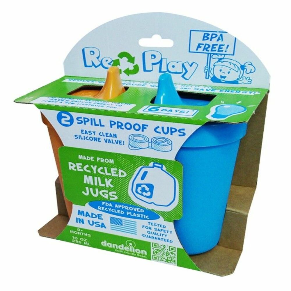 Re-Play 2 Pack Spill Proof Cups - Sky Blue & Orange