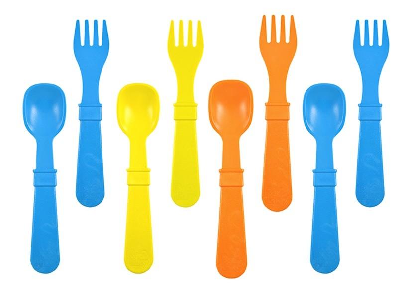 Re-Play 4 Spoons 4 Forks - Sky Blue, Orange & Yellow