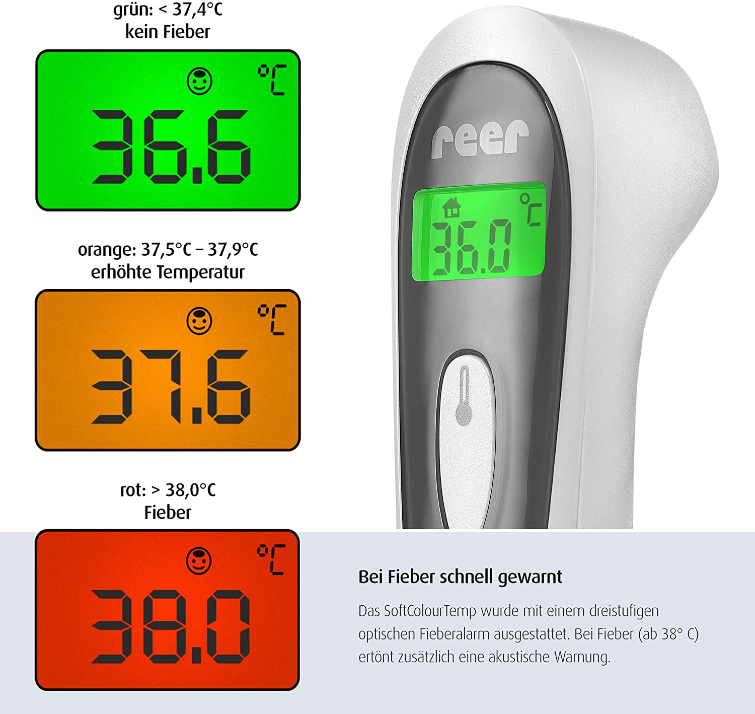 Reer - Colour Soft Temp 3 in 1 Contactless Infrared Thermometer