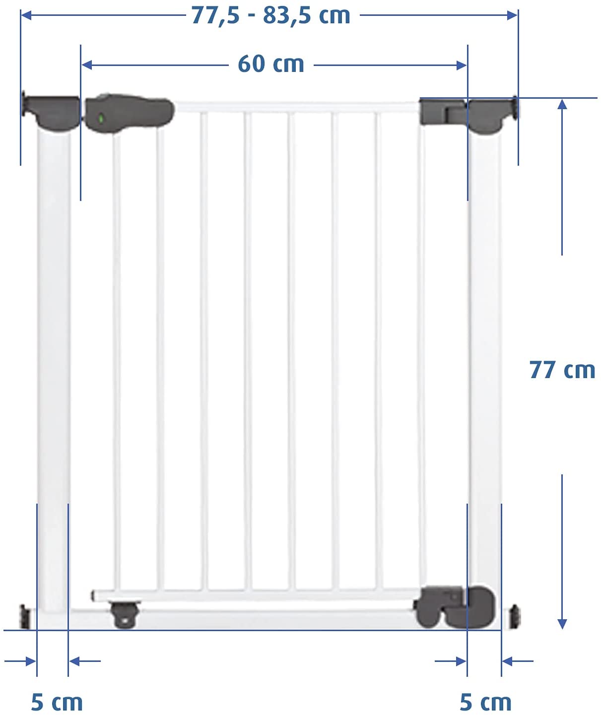 Reer Doorway Grill & Stairway Baby Gate Advanced for clamping, pressure mounted gate, Metal, Automatic Closing, passage width 77.5-83.5cm