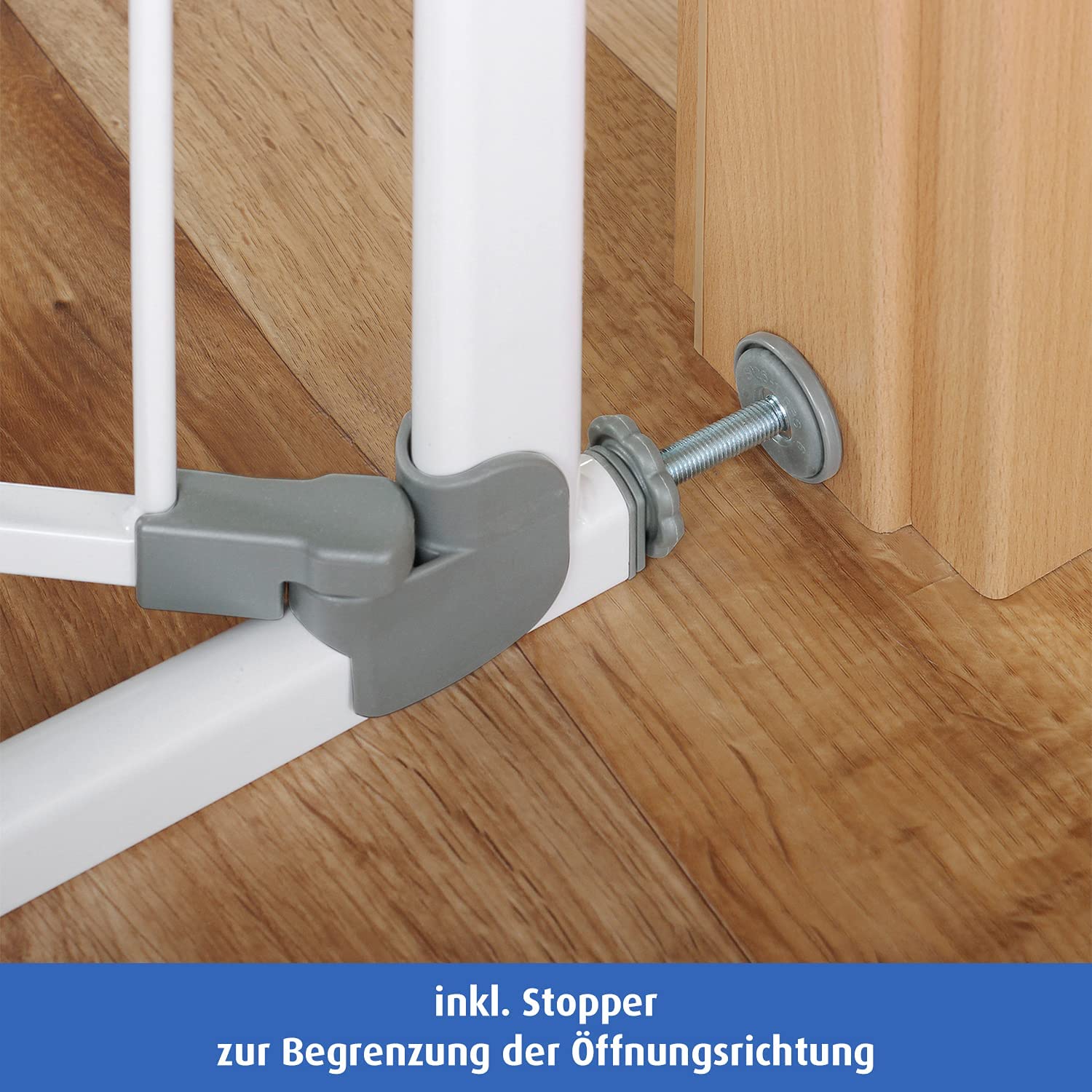 Reer Doorway Grill & Stairway Baby Gate Advanced for clamping, pressure mounted gate, Metal, Automatic Closing, passage width 77.5-83.5cm