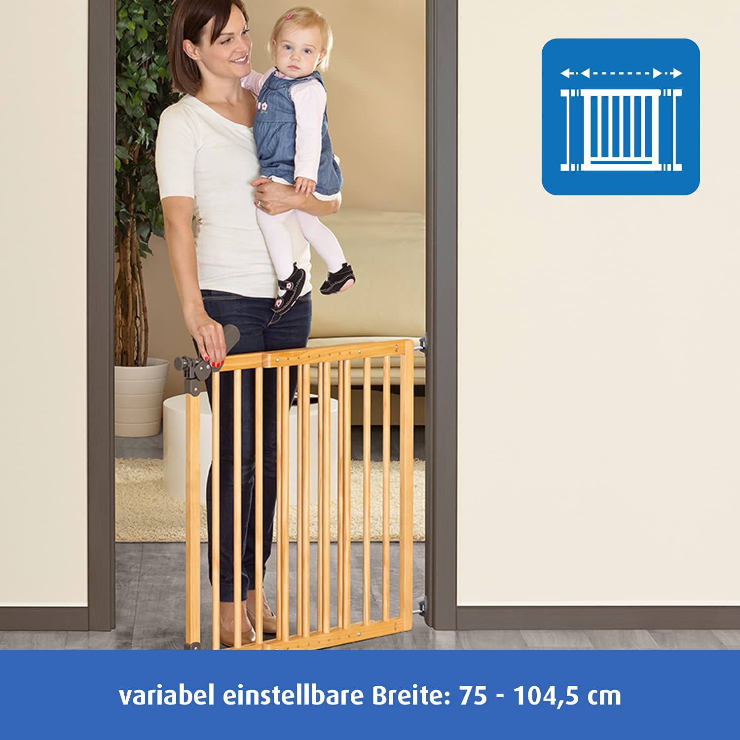 Reer Doorway Grill Stairway Baby Gate Basic for Screwing Wood