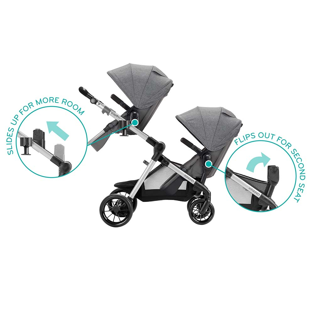 Evenflo Pivot Xpand Double Seat Stroller 0-25kg Percheron