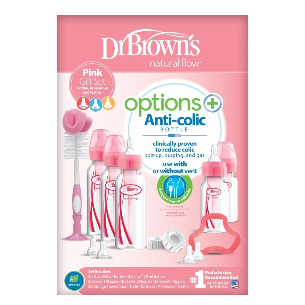 Dr. Browns - PP Options+ Narrow-Neck Baby Bottle Gift Set - Pink