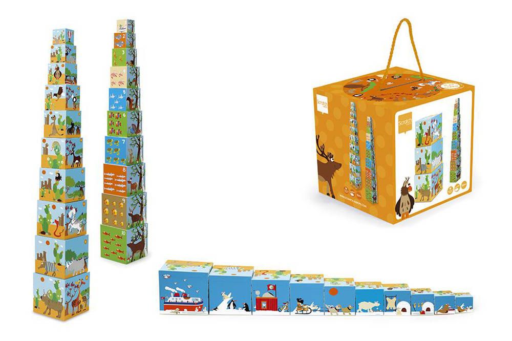 Scratch europe - Stacking Tower Jumbo Animals Of The World 10 Pcs