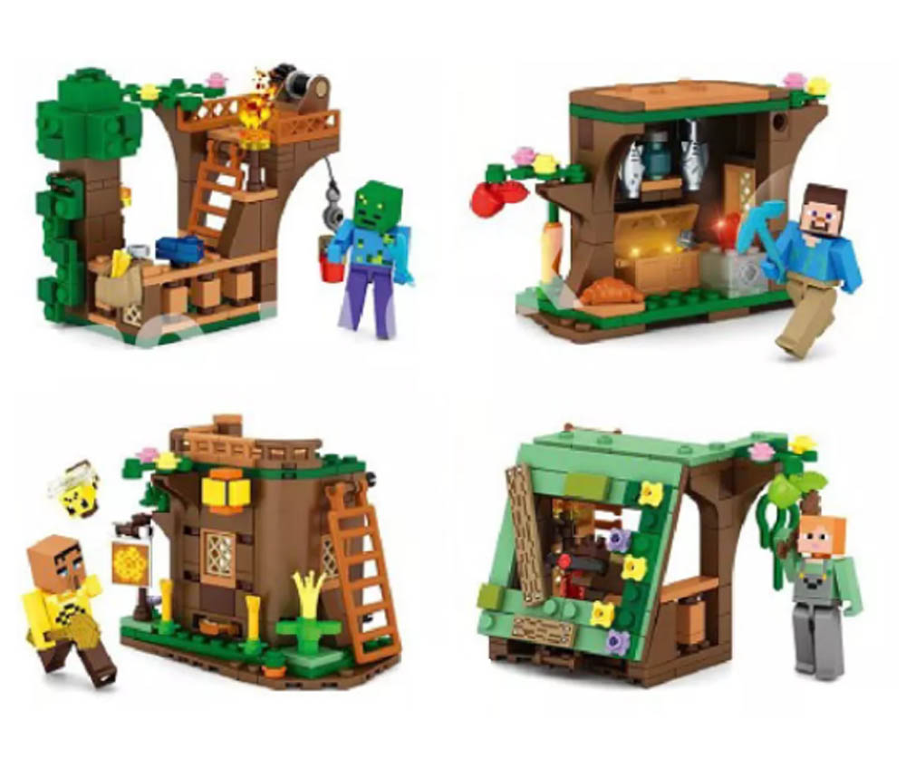 Sembo - 5602 - Pixel World Series Building Blocks - Set Of 8 - Green