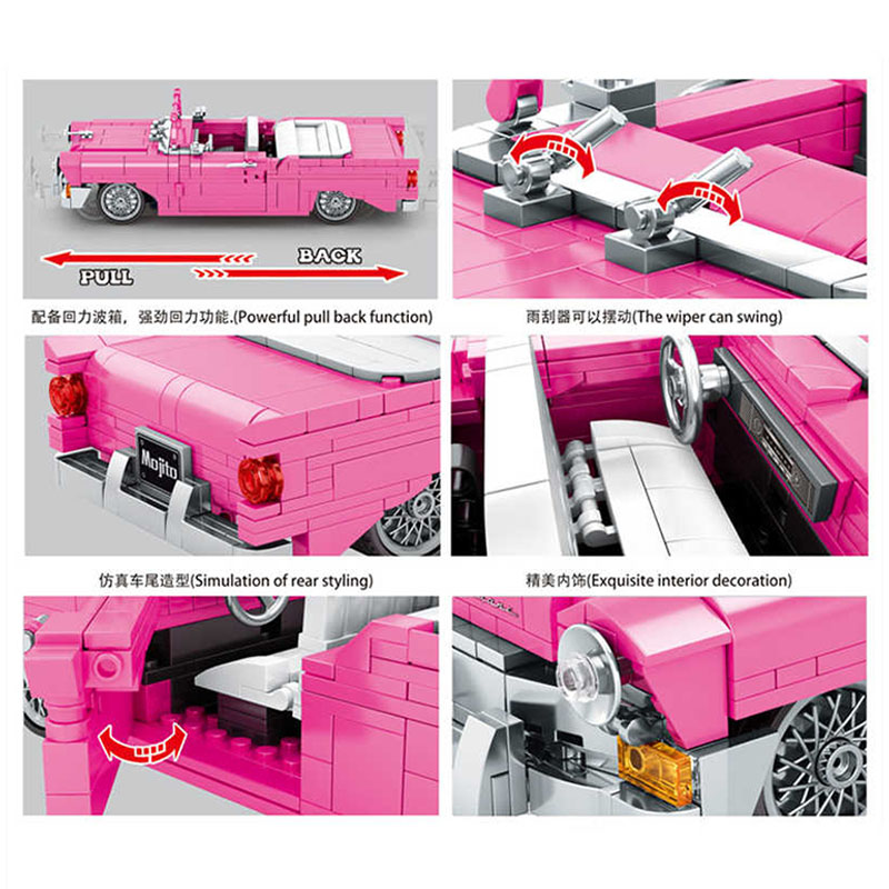 Sembo - Jay Chou Car Building Blocks - 742 Pcs - Pink
